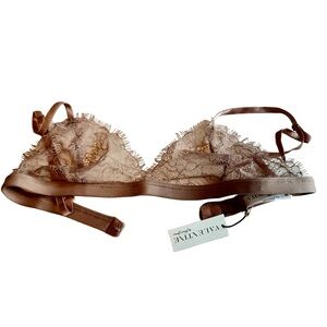 Valentine by Jonas and brown brand -Delicate Lace Bralette in Soft Brown-NWT